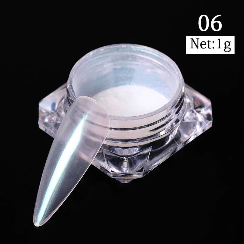 Aurora Pearl White Nail Glitter Powder for Stunning Designs - Smarsty