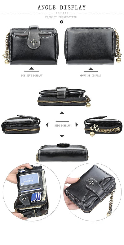 Women Wallets and Purses PU Leather Money Bag Female Short Hasp Purse Small Coin Card Holders Blue Red Clutch New Women Wallet - Smarsty