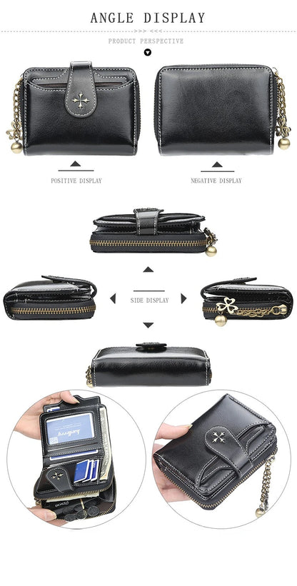 Women Wallets and Purses PU Leather Money Bag Female Short Hasp Purse Small Coin Card Holders Blue Red Clutch New Women Wallet - Smarsty