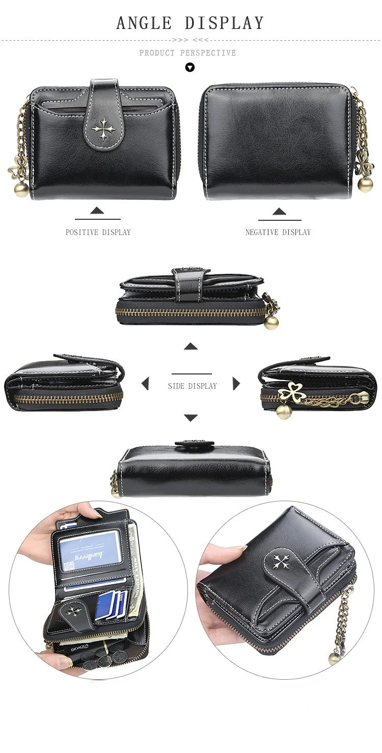 Women Wallets and Purses PU Leather Money Bag Female Short Hasp Purse Small Coin Card Holders Blue Red Clutch New Women Wallet - Smarsty