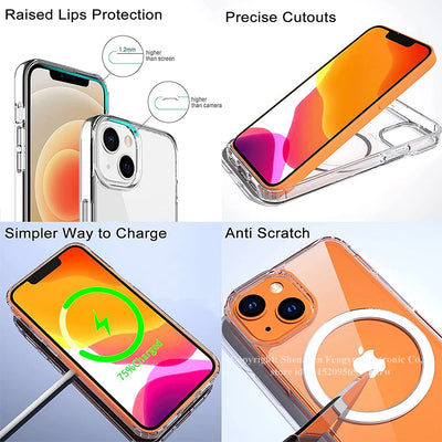 Stand Clear Magnetic Phone Case for iPhone 17 Pro Max Air 13 12 Mini 16 15 14 11 Cases with Kickstand Transparent Holder Cover