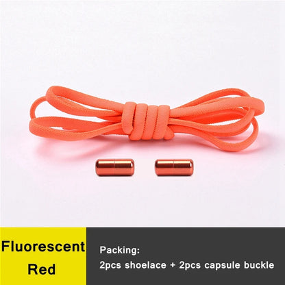 21 Colors No Tie Shoelaces Round Color Metal Lock Elastic Shoelace General For Children And Adults Sneakers Lazy Laces Unisex - Smarsty