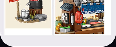 Street View Series Building blocks Izakaya Shaved Ice Shop Takoyaki Shop Coffee shop Panda Tea House model children's gift by Smarsty