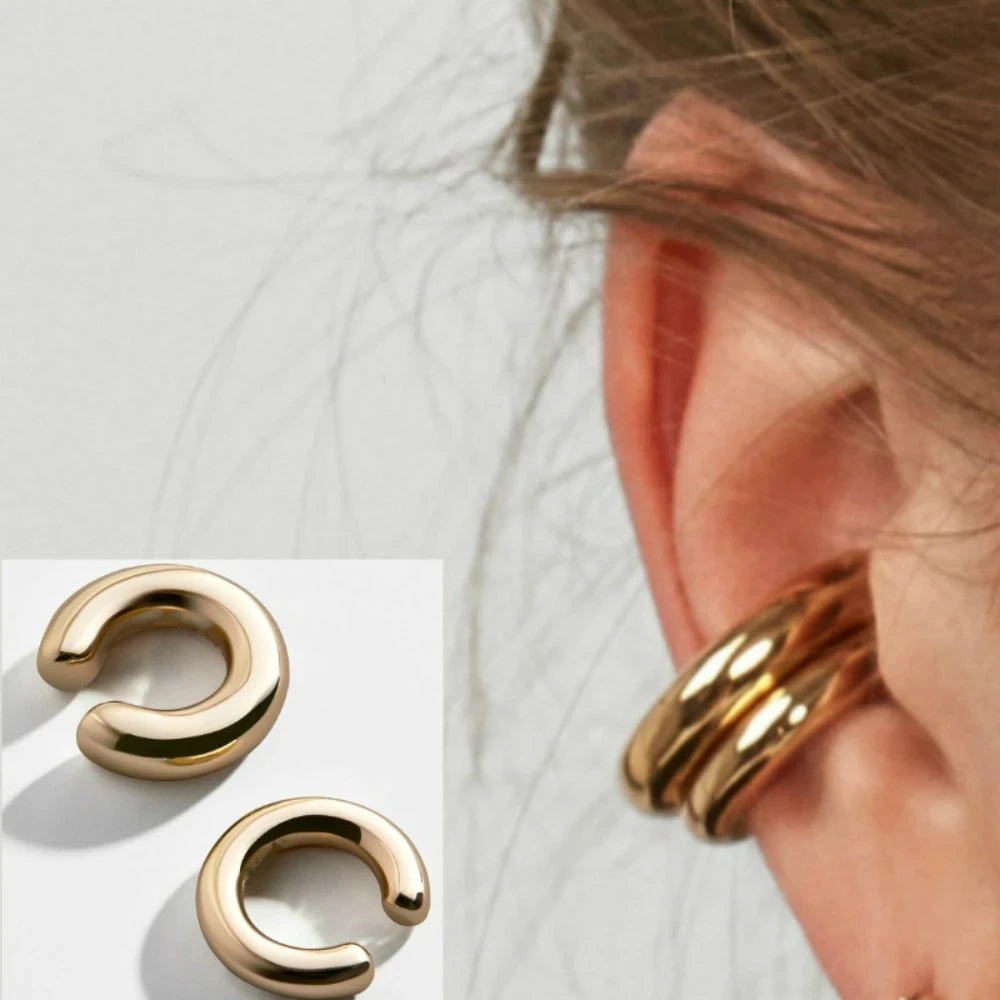 Double Circle Ear Cuff No Piercing Vintage Hip Hop Style - Smarsty