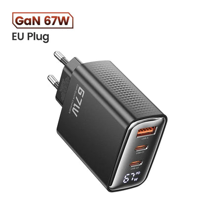 GaN USB Type C Charger With Digital Display 65W Power - Smarsty