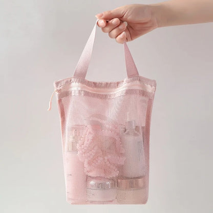 Mesh Makeup Toiletry Storage Bags Handbags Portable Travel Washing Body Shower Tools Organizer Hanging Cosmetic Organizer Pouch - Smarsty