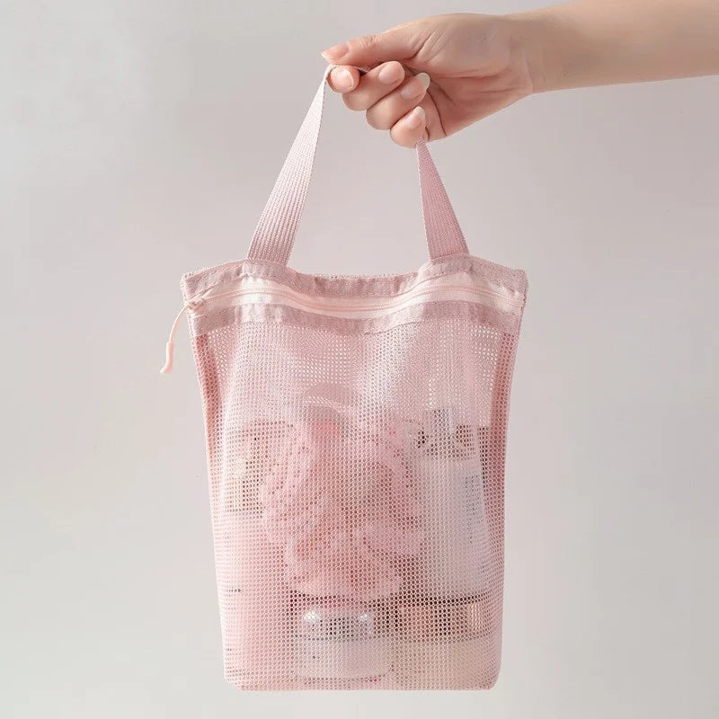 Mesh Makeup Toiletry Storage Bags Handbags Portable Travel Washing Body Shower Tools Organizer Hanging Cosmetic Organizer Pouch - Smarsty