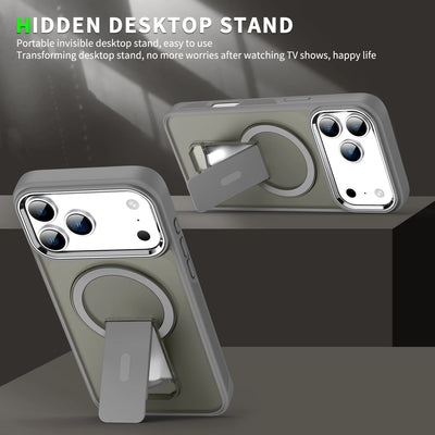 Luxury For Magsafe Phone Case For iPhone 17 Pro Max Air Magnetic Wireless Charge Folding Stand Holder Matte Cover Cases