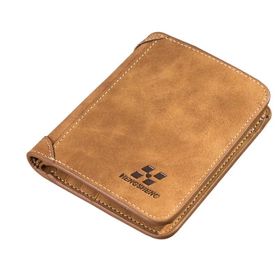 New Men Wallets Credit Card/ID Holder Vintage Brand Male Wallet High Quality PU Leather Photo Holder Foldable Short Men Purse - Smarsty