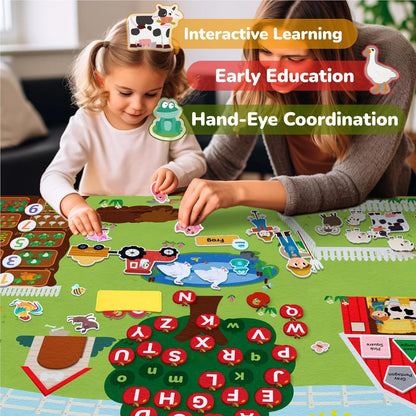 Farm Animals Felt Story Board Set Storytelling Early Learning Interactive Play Kit Wall Hanging Puzzle Toys for Toddlers Gifts - Smarsty