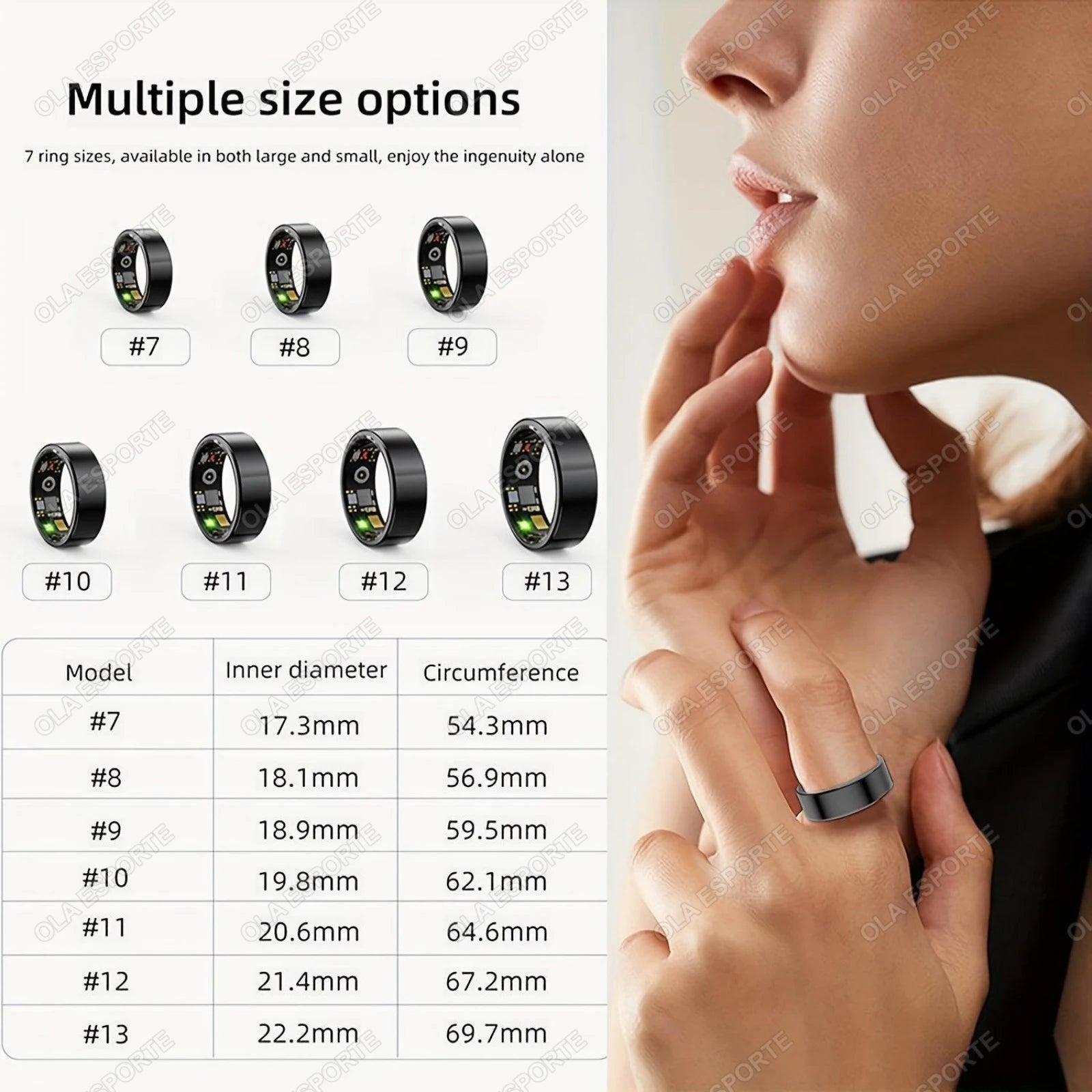 2025 Smart Ring Blood Pressure Heart Rate Sleep Monitoring Smartring IP68 & 5ATM Waterproof Multi-sport Mode Smartring Man Women - Smarsty