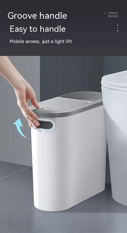 Toilet Trash Can Holder Clip Home Press Type Toilet Trash Can with Lid for Living Room, Bedroom, Kitchen Large Capacity
