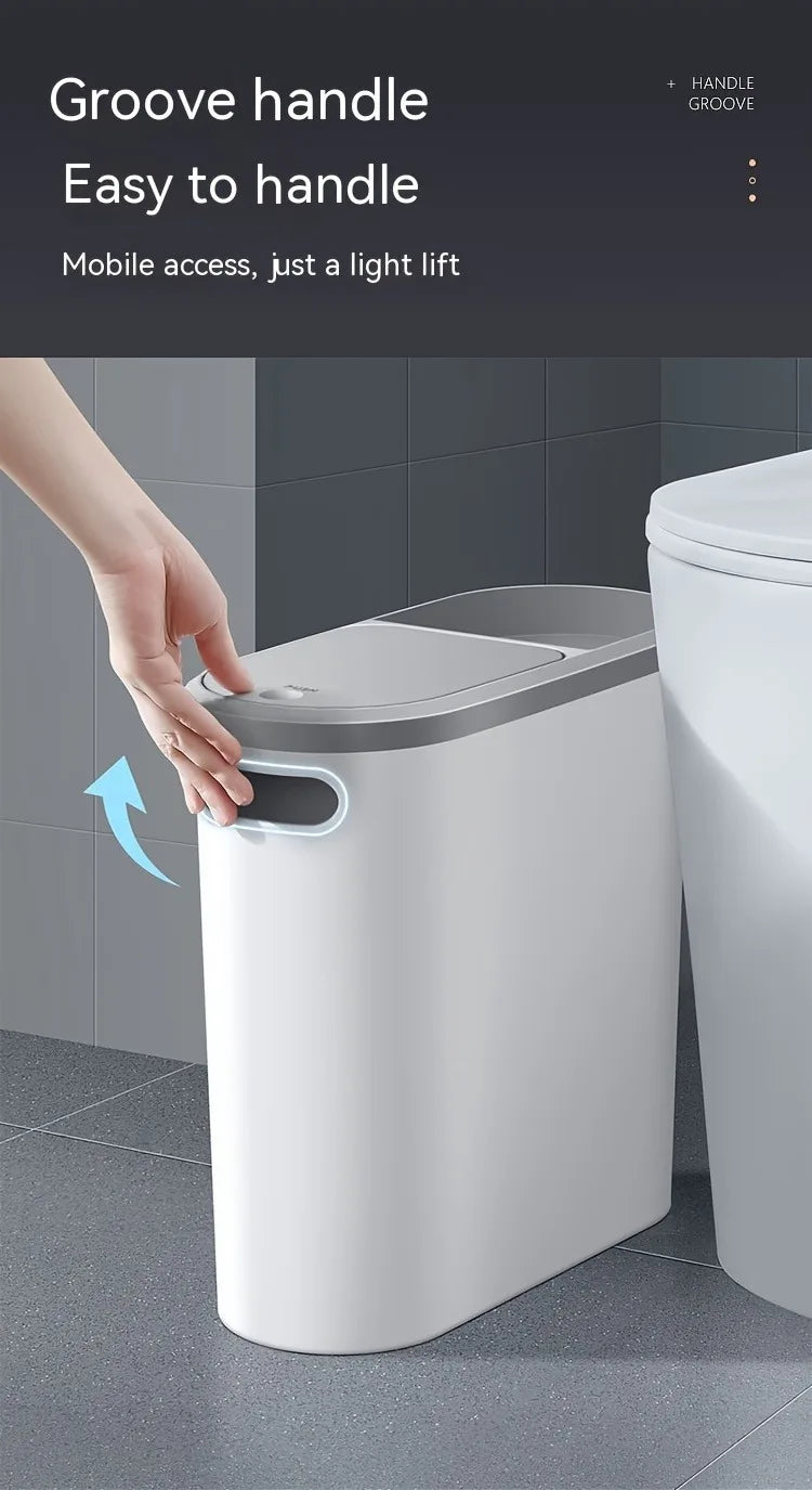 Toilet Trash Can Holder Clip Home Press Type Toilet Trash Can with Lid for Living Room, Bedroom, Kitchen Large Capacity