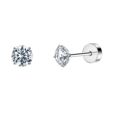 Stainless Steel Heart Moon Ear Studs Screw Back Cartilage - Smarsty