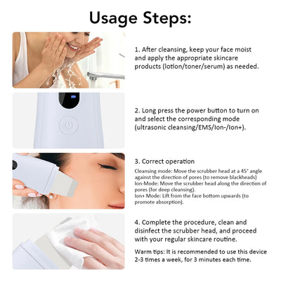 Ultrasonic Skin Scrubber Deep Cleansing Blackhead Remover - Smarsty