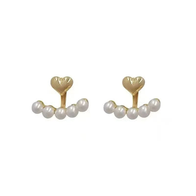 Light Luxury Simulated Pearl Heart Stud Earrings Gift - Smarsty
