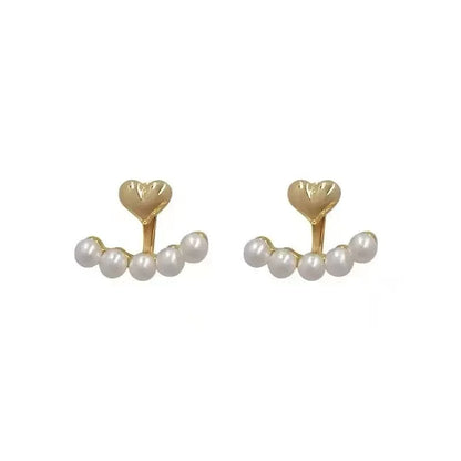 Light Luxury Simulated Pearl Heart Stud Earrings Gift - Smarsty