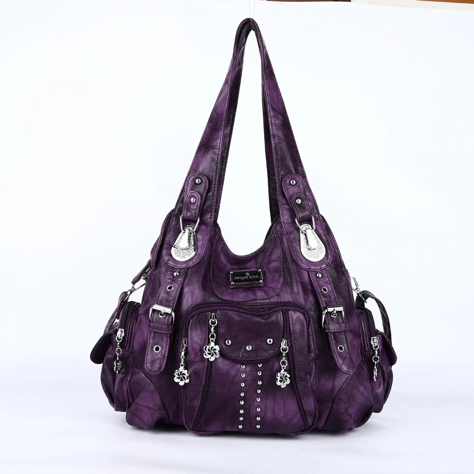 Angelkiss PU Leather Women Shoulder Bag Zipper Closure - Smarsty