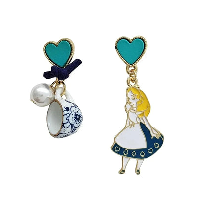 Cute Fairy Tale Princess Alice Dangle Earrings with Pearls - Smarsty