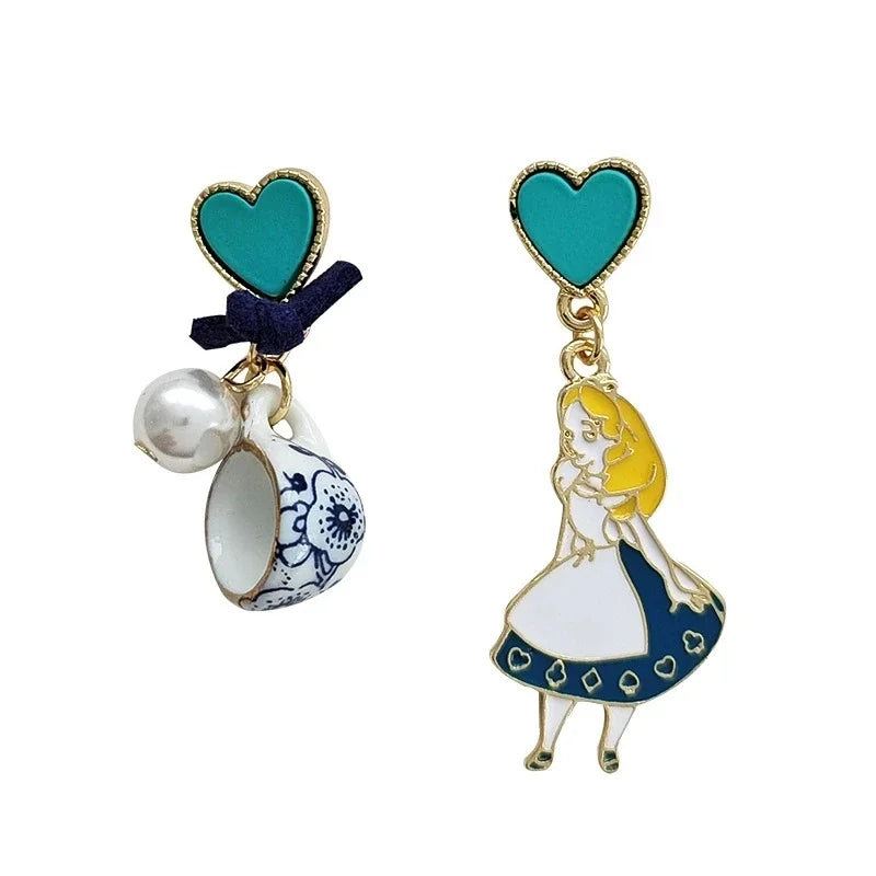 Cute Fairy Tale Princess Alice Dangle Earrings with Pearls - Smarsty