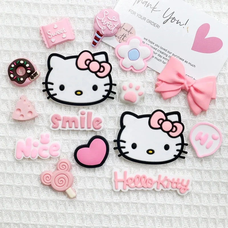 MINISO Pink Hello Kitty Charming Shoe Accessories Cute Cartoon Characters Detachable Shoe Buckles New Sandals Decoration Gift