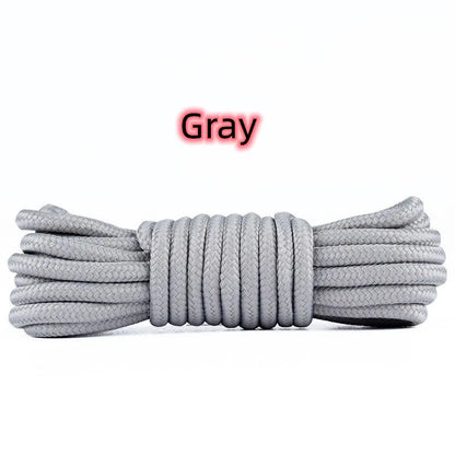 2pcs/ Pair Round Solid Polyester Black Brown Shoelaces For Marten Boot Women Men Outdoor Hiking Boots Sports Shoes Lace Strings - Smarsty
