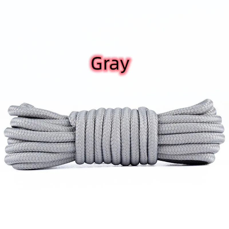 2pcs/ Pair Round Solid Polyester Black Brown Shoelaces For Marten Boot Women Men Outdoor Hiking Boots Sports Shoes Lace Strings - Smarsty