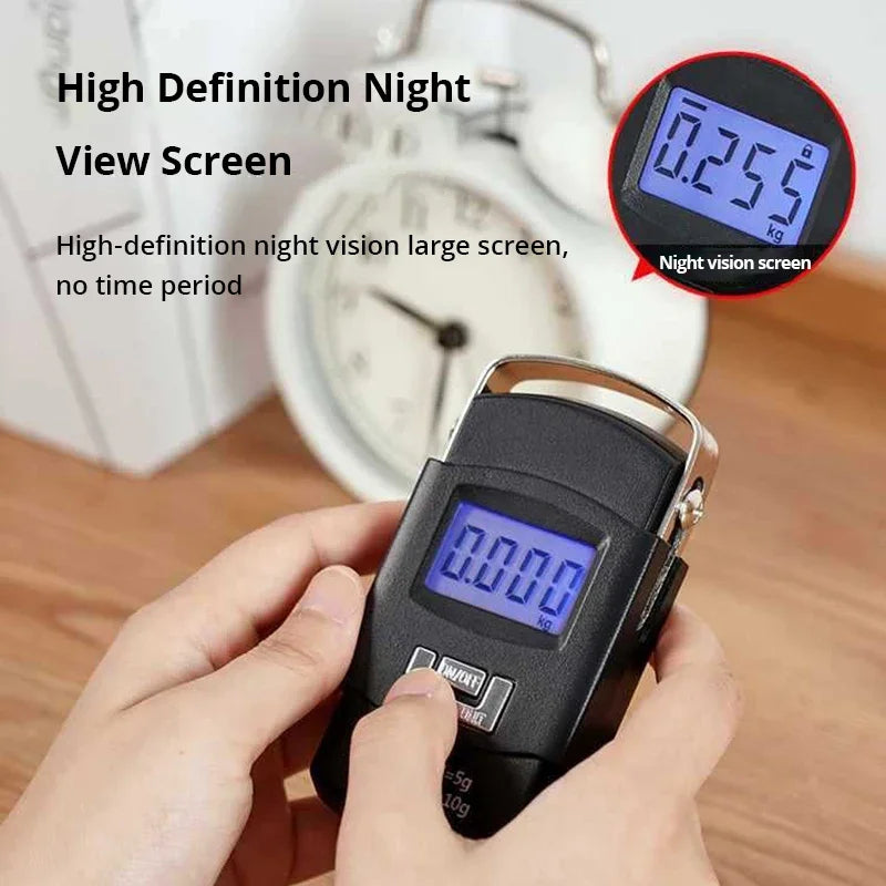 Black Portable Electronic Luggage Scale with LCD Display - Smarsty