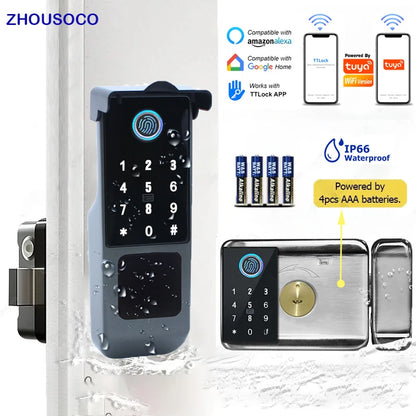 Waterproof Smart Door Lock with Bluetooth and WiFi Control - Smarsty