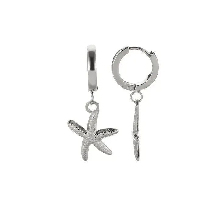 Vintage Starfish Stainless Steel Stud Earrings Lightweight - Smarsty