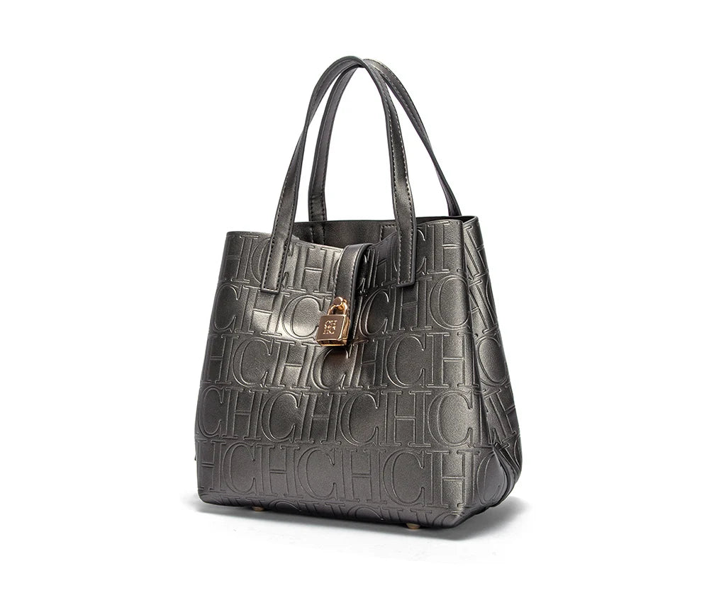 Women Tote Bag Steel Embossed Handheld Casual Purse - Smarsty