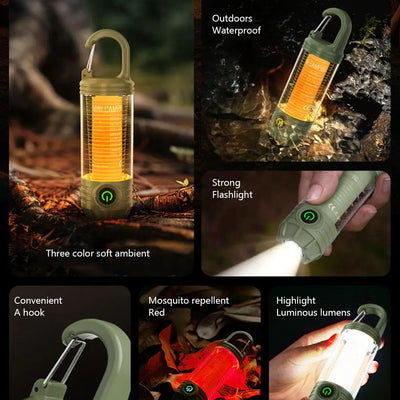 1000LM Super Bright Outdoor Hiking Fishing Tent Lamp 1200mAh Rechargeable Dual Light Source Tent Light Outdoor Camping Lantern by Smarsty