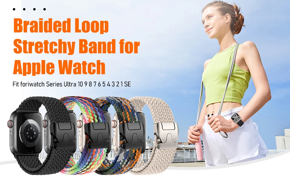 Parachute Straps for Apple watch 10 Band 46mm 42mm 45mm Ultra 49mm 44mm 41mm Braided bracelet correa iWatch Series 9 8 SE 5 6 7 - Smarsty