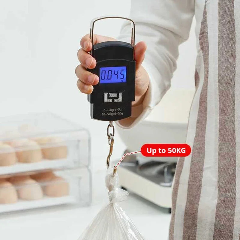 Black Portable Electronic Luggage Scale with LCD Display - Smarsty