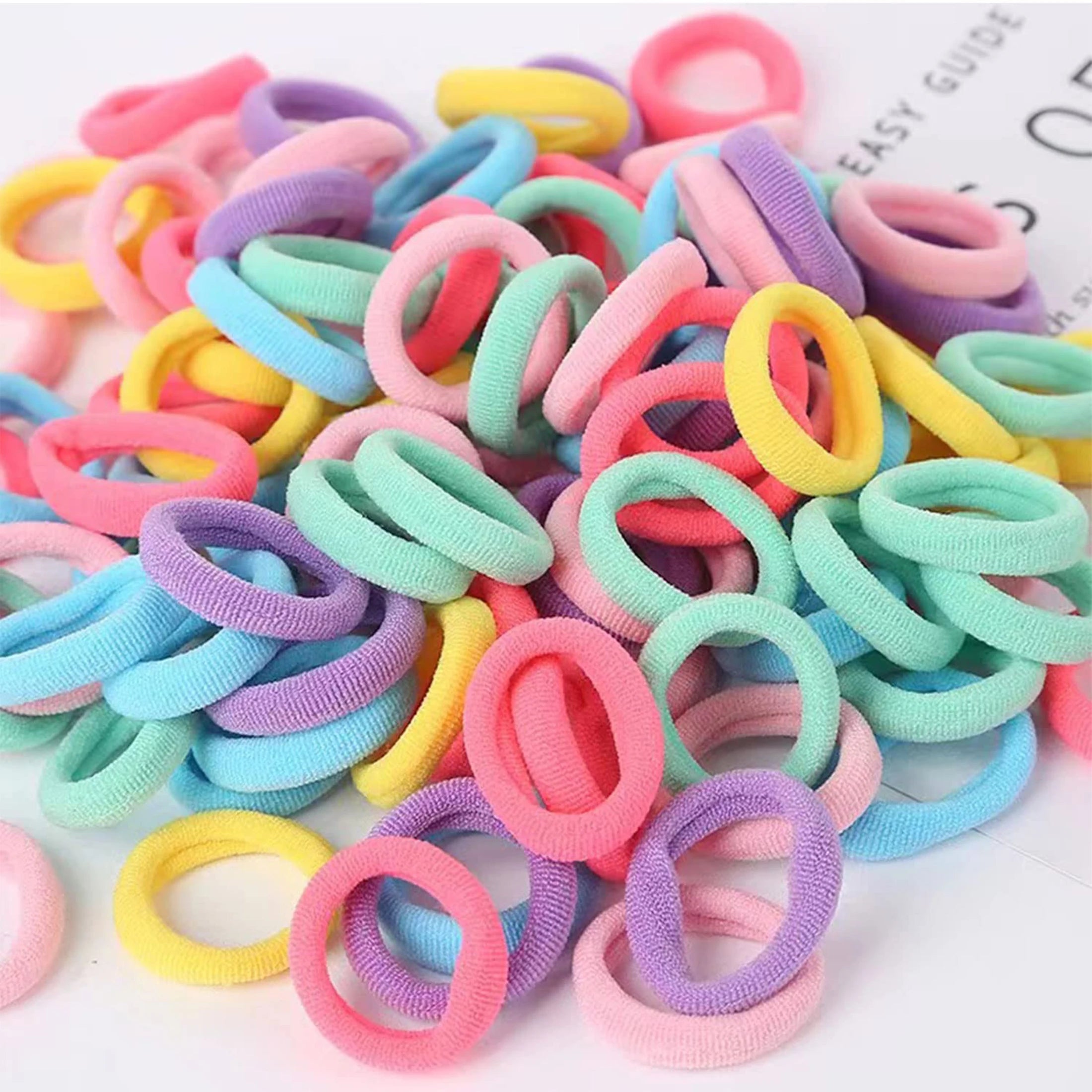 100 Soft Seamless Hair Ties Multicolor Gentle Holders - Smarsty