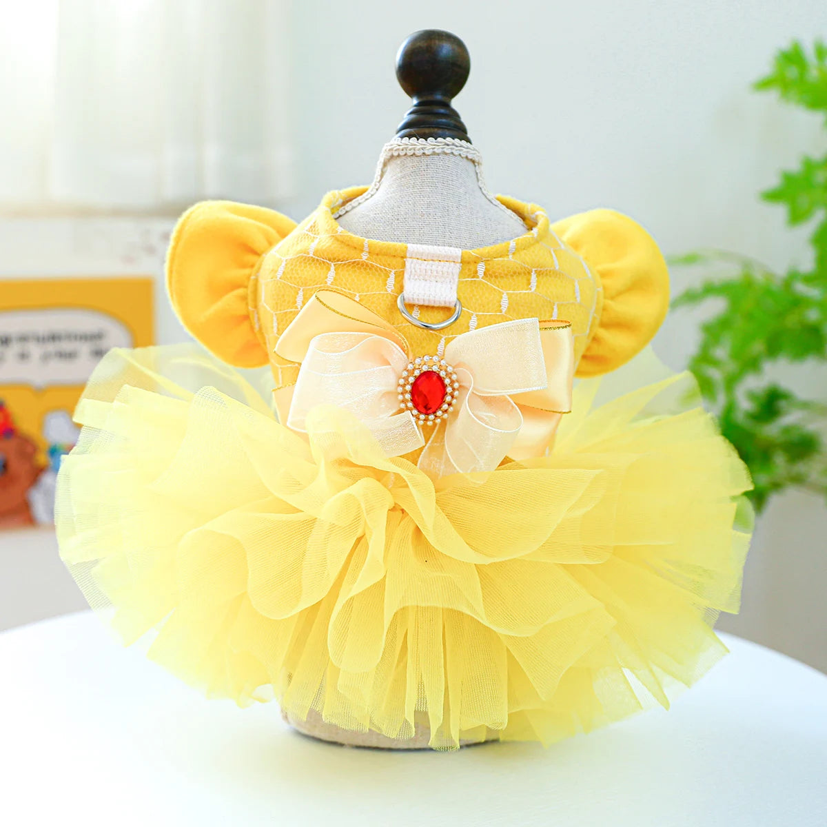 Yellow Flying Sleeve Dog Princess Dress for Autumn Winter - Smarsty