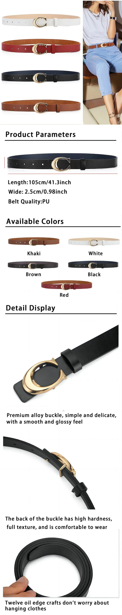 Trendy Womens Leather Belt With Alloy Moon Buckle - Smarsty