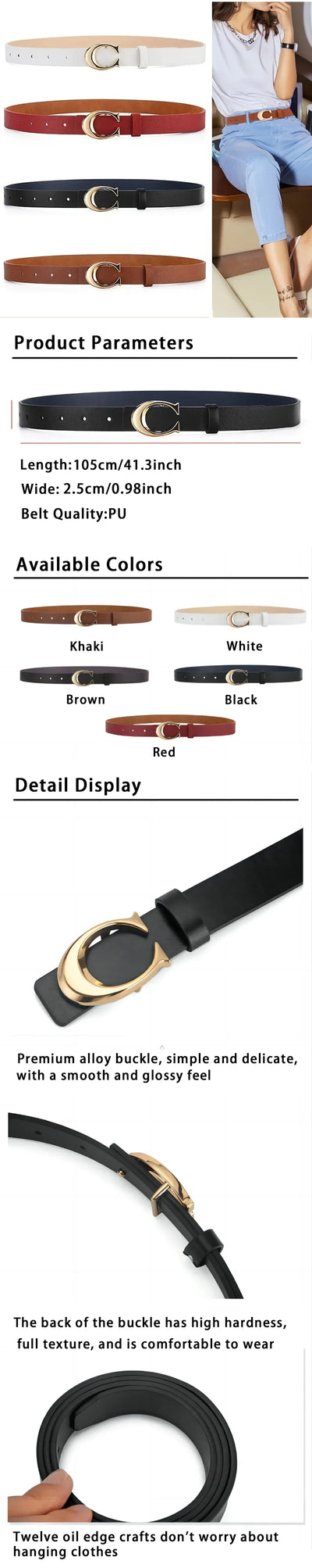 Trendy Women Leather Belt With Alloy Moon Button - Smarsty