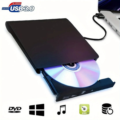 3.0 USB External DVD Drive - Portable CD/DVD +/-RW Burner Reader for Laptop, Windows, Linux - Perfect Plug and Play