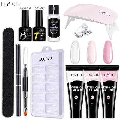 LILYCUTE Nail Gel Set with 6W LED Lamp for Quick Manicure - Smarsty