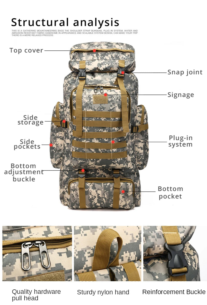 Rilibegan Men Travel Backpack Tactical Climbing Outdoor Hiking Camouflage Multifunctional Bag Men Backpack - Smarsty