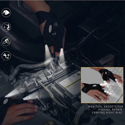 Cycling Gloves With Lights Gloves for Fishing Equipment Accessories Glove With Led Fingerless Light Fingers Mittens Apparel - Smarsty