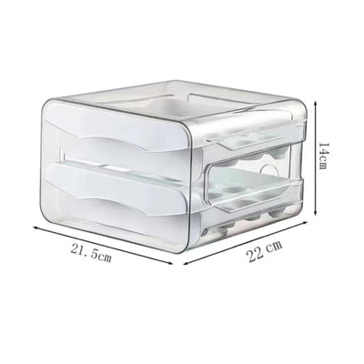 1pc Kitchen Egg Storage Box Refrigerator Fresh Plastic 2-Layer Drawer Type Large Capacity Storage Home Kitchen Organizer Rack by Smarsty
