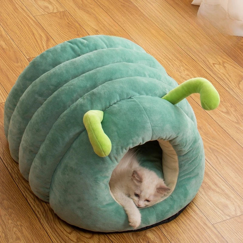 Warm Plush Cat Bed with Foldable Design - Smarsty