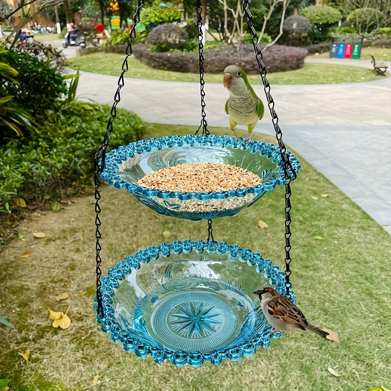 Durable 2-Layer Bird Feeder with Chain for Outdoor Use - Smarsty