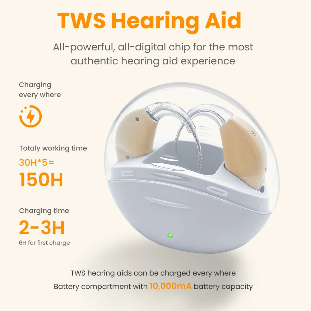 Rechargeable Portable Hearing Aid with Magnetic Charging - Smarsty