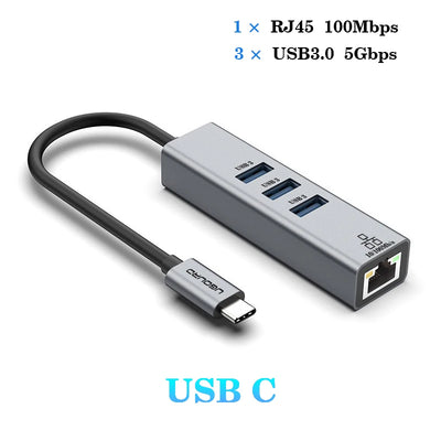 USB C Hub Docking Station With Gigabit Ethernet 100W Charge - Smarsty
