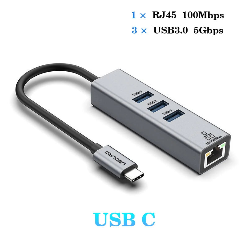 USB C Hub Docking Station With Gigabit Ethernet 100W Charge
