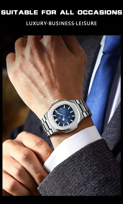Luxury Waterproof Square Men Wristwatch with Luminous Date - Smarsty