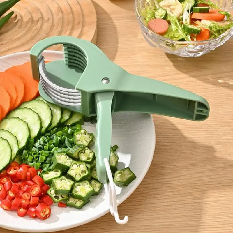 Manual Salad Chopper Stainless Steel Blades Safe Finger Guard For Fruit Vegetables Salad Kitchen Camping Portable Slicer Tool
